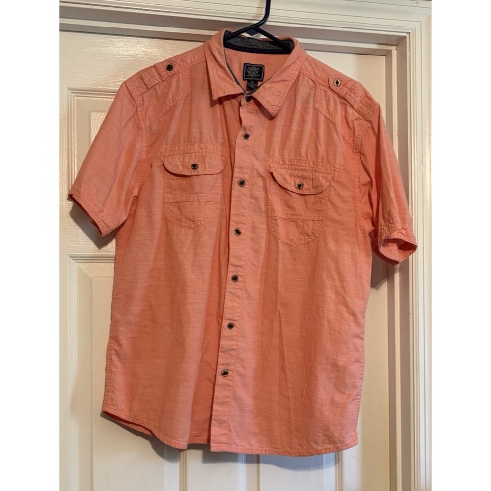Coral Button Up Shirt Men's Size XL, Black Jack Brand Collared Shirt Button Down